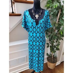 R&B Collection Women's Blue Polyester Short Sleeve Knee Length Dress Size 3X
